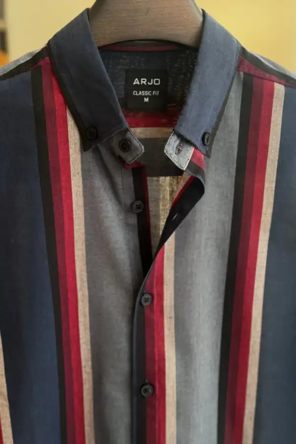 Crimson Red & Blue Stripe Shirt