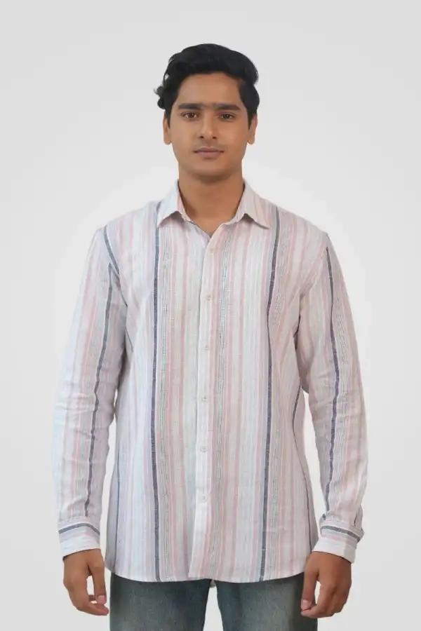 Silver Pink Stripe Classic Fit Shirt