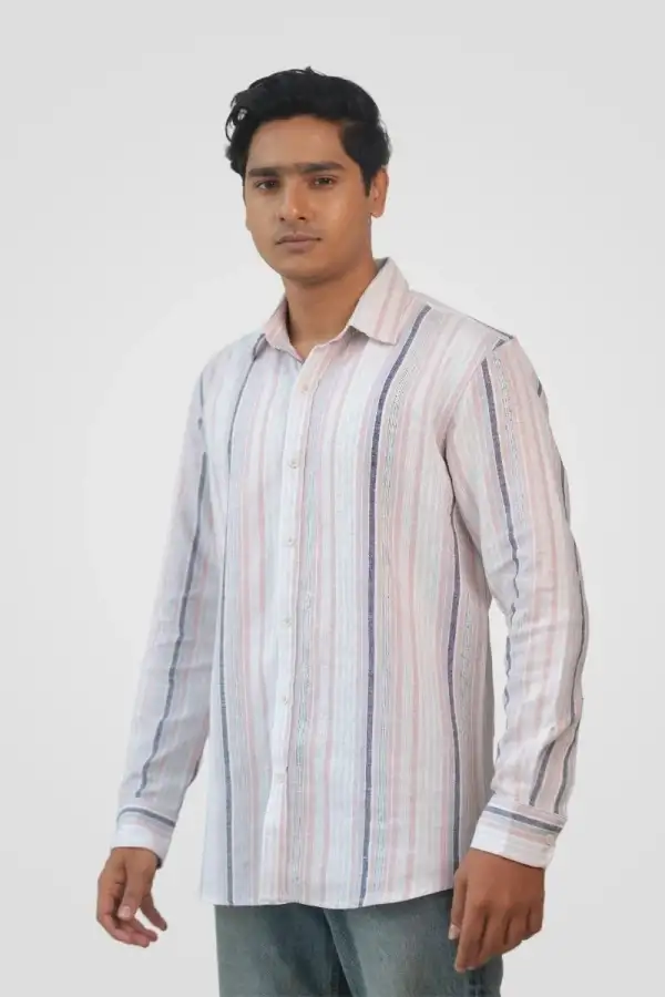 Silver Pink Stripe Classic Fit Shirt