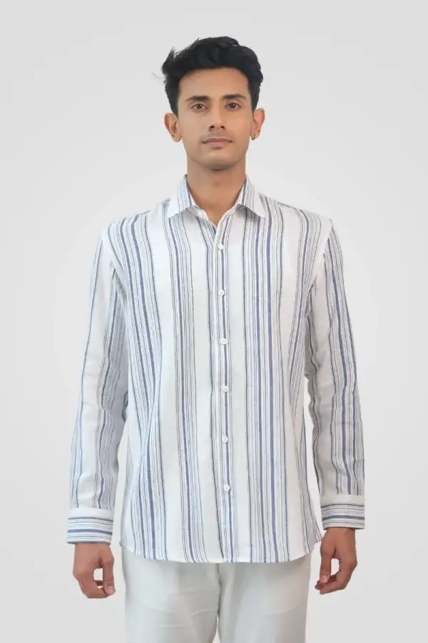 Bright White Shadow Blue Stripe Classic Fit Shirt