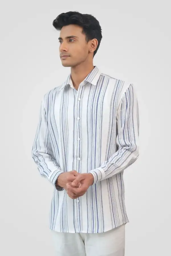 Bright White Shadow Blue Stripe Classic Fit Shirt