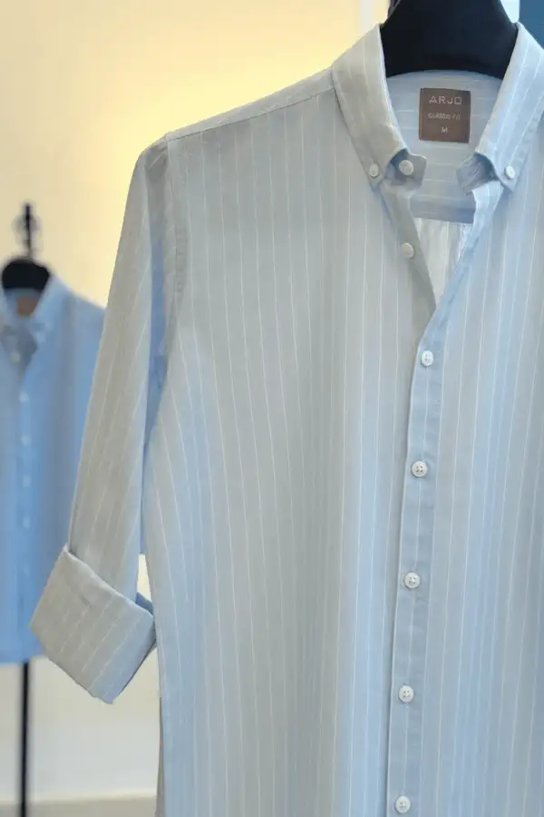 Ice Blue Pencil Stripe Shirt