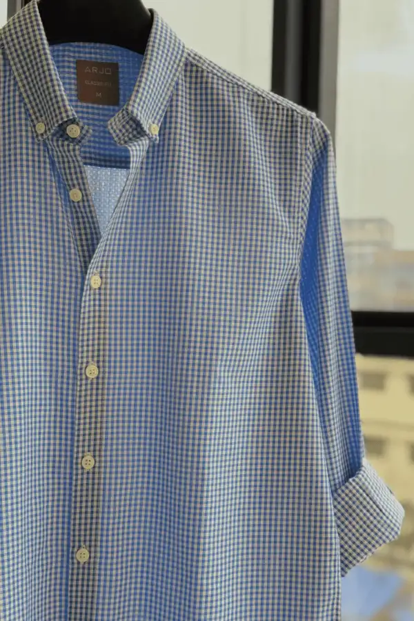 Charm Blue Grid Check Shirt