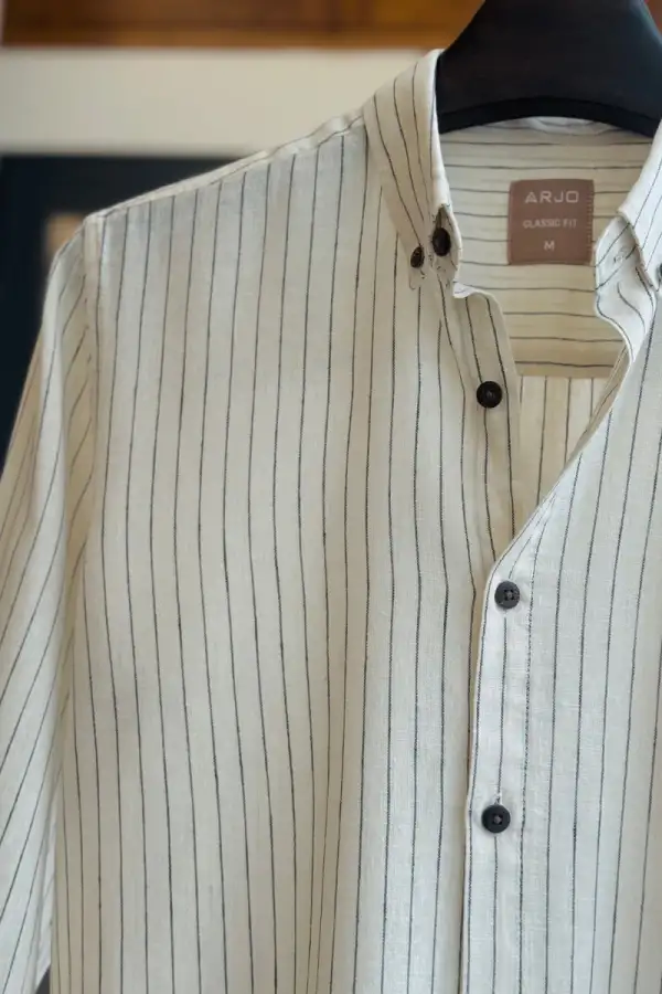 Ivory White Black Stripe Shirt