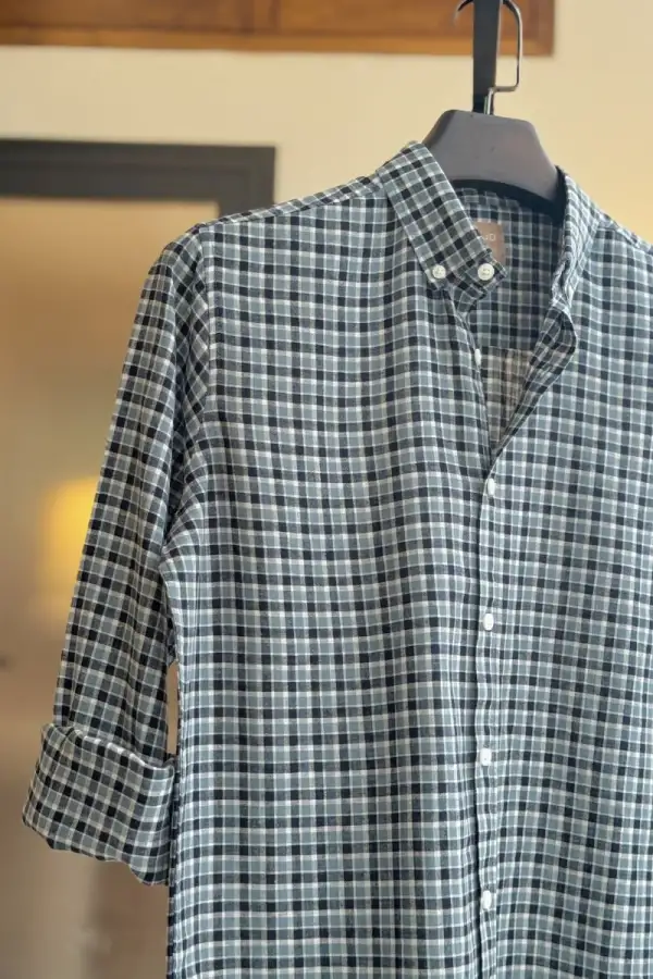 Navy Green Big Check Casual Shirt