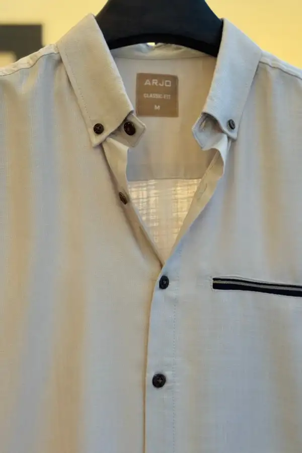 Soft Beige Premium Shirt with Contrast Pocket Detail