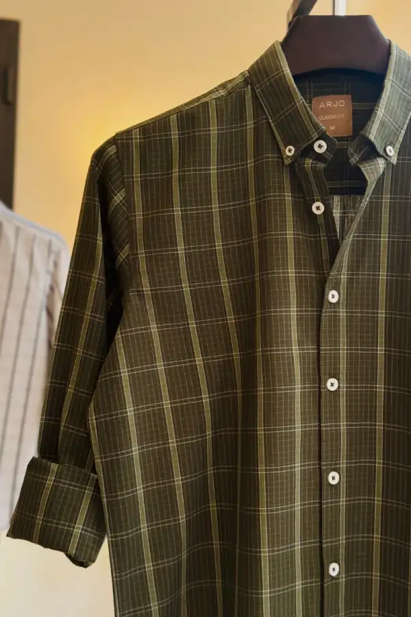 Subtle Olive Minimal Check Shirt