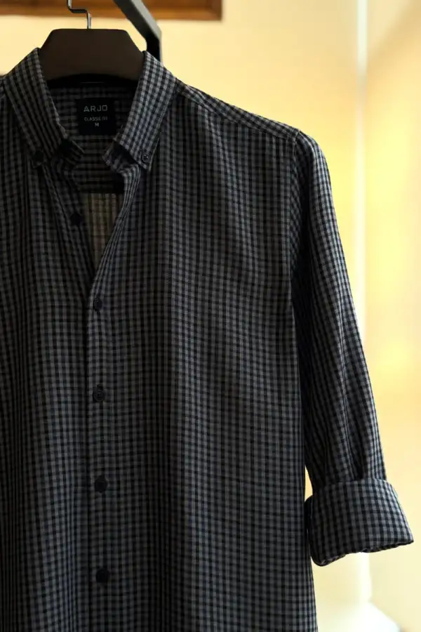 Winter Navy Micro Check Shirt
