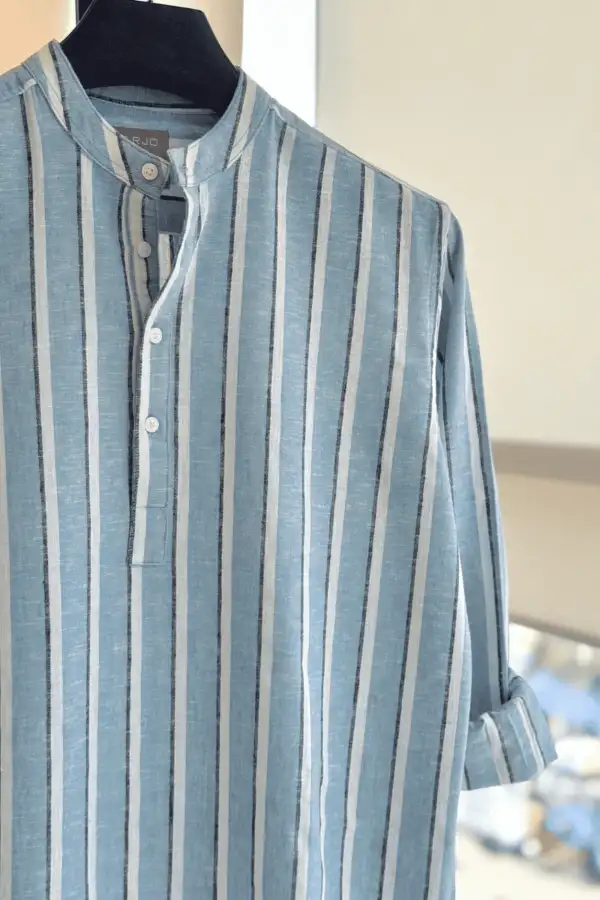 Sky Blue and White Bold Stripe Katua
