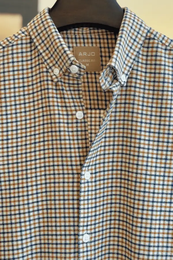 Golden Blue Flannel Check Winter Shirt