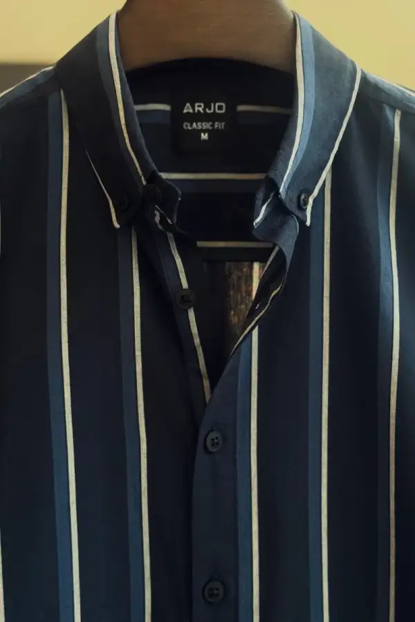 Navy Vertical Stripe Shirt
