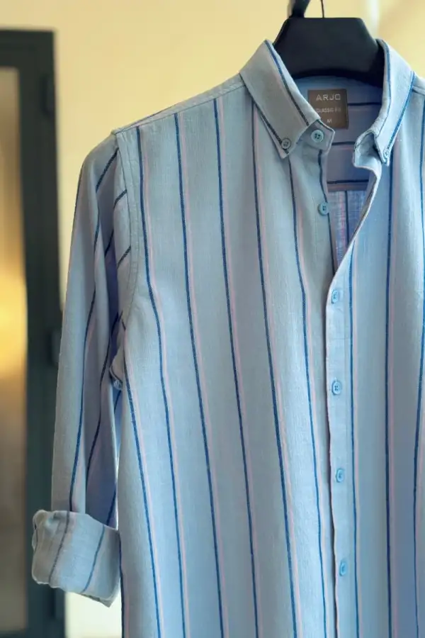 Light Blue Vertical Stripe Shirt