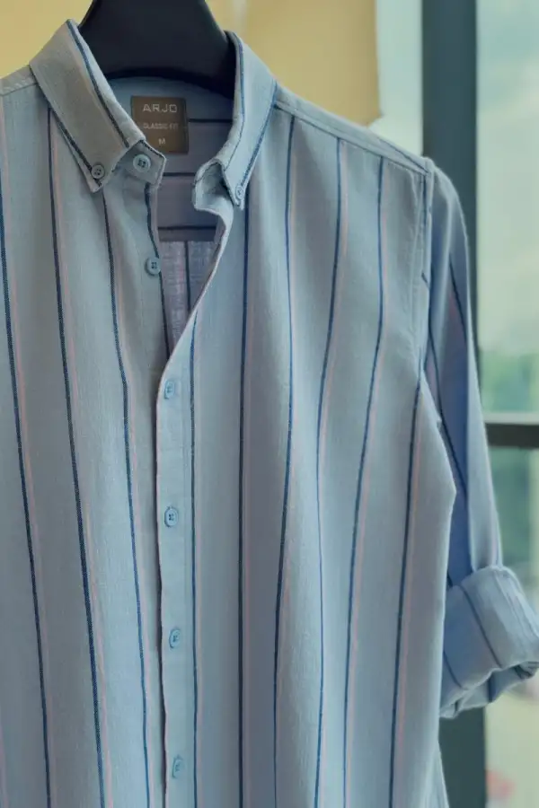 Light Blue Vertical Stripe Shirt