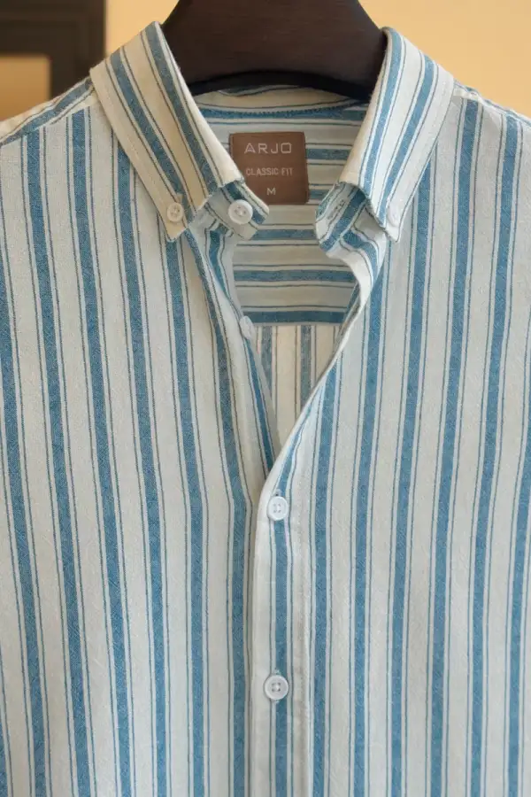 Light Blue & White Vertical Stripe Button-Down Shirt
