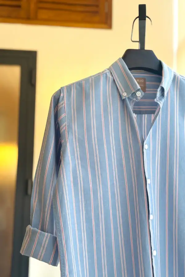 Sky Blue Multi Stripe Button-Down Shirt