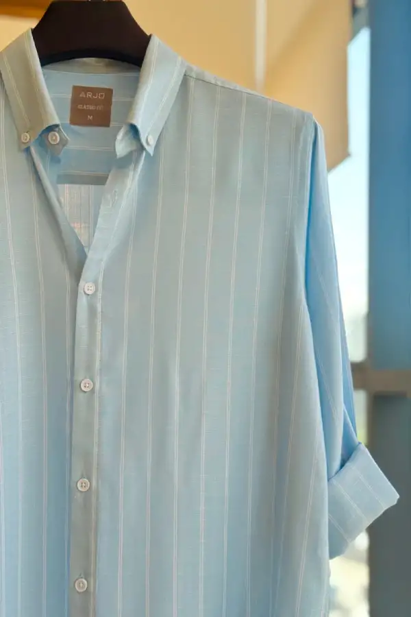 Light Blue With White Stripe Shirt