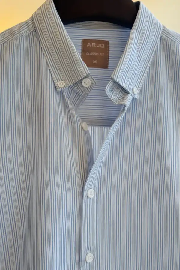 Blue & White Fine Striped Classic Fit Shirt