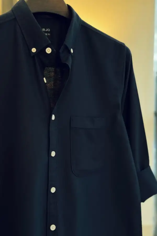 Nevy Blue Solid Casual Shirt