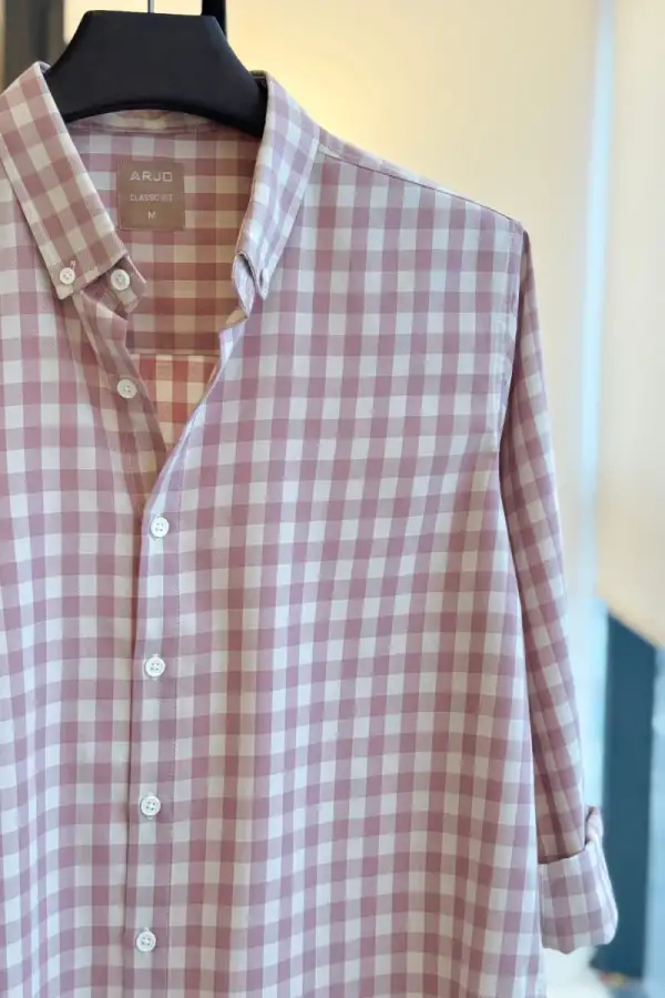 Pink & White Gingham Pattern Button-Down Checkered Shirt
