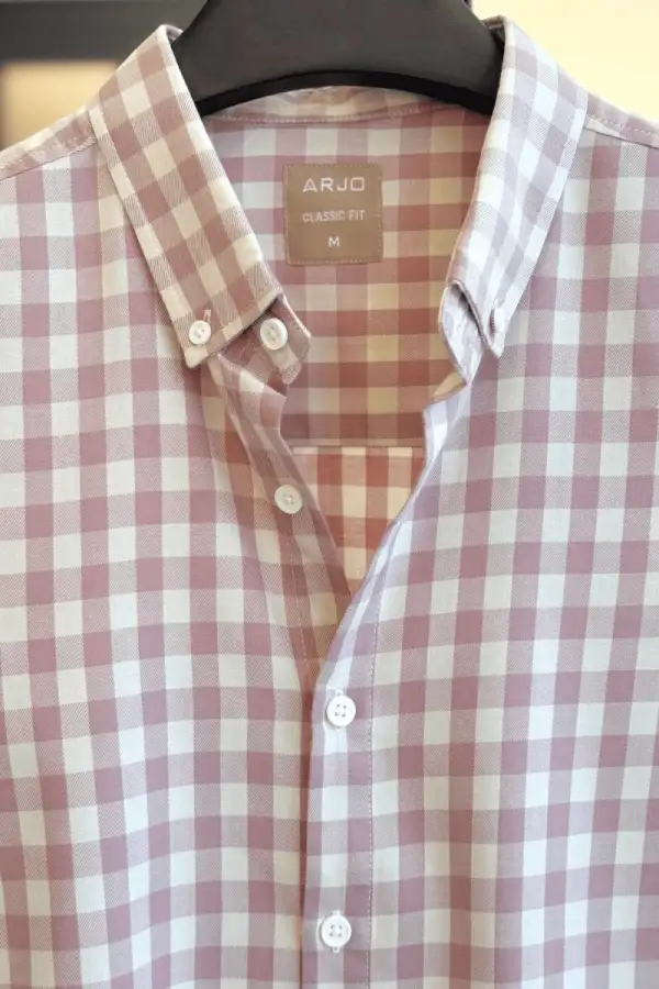 Pink & White Gingham Pattern Button-Down Checkered Shirt