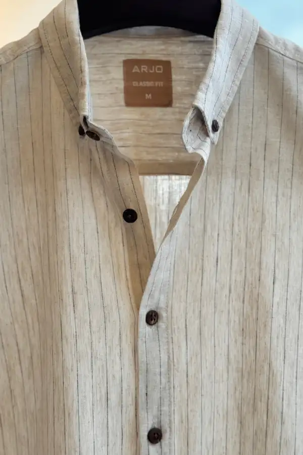 Natural Beige With Black Striped Shirt