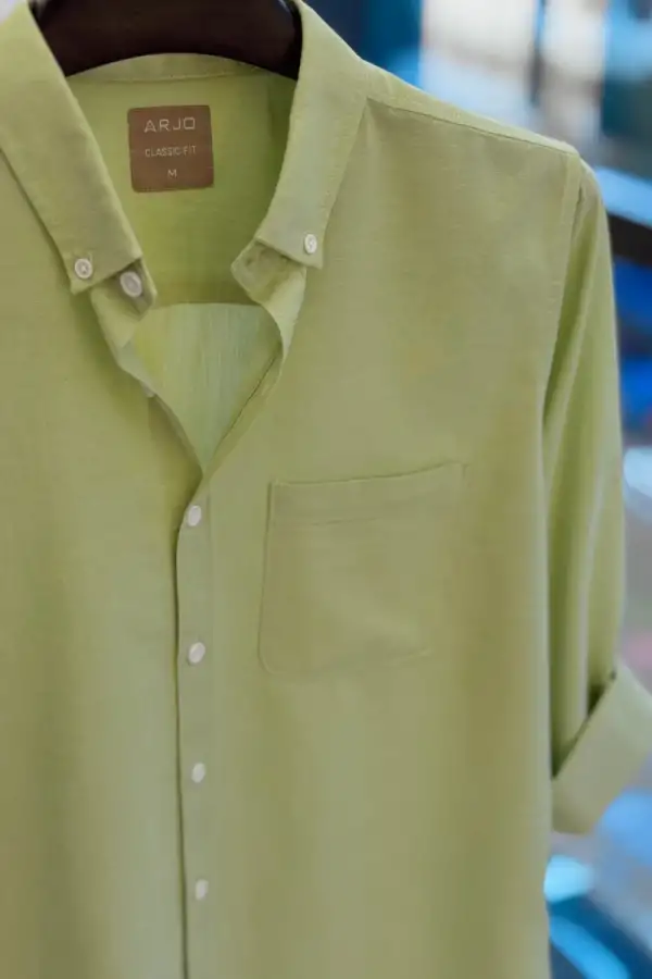 Soft Pale Olive Green Solid Classic Shirt