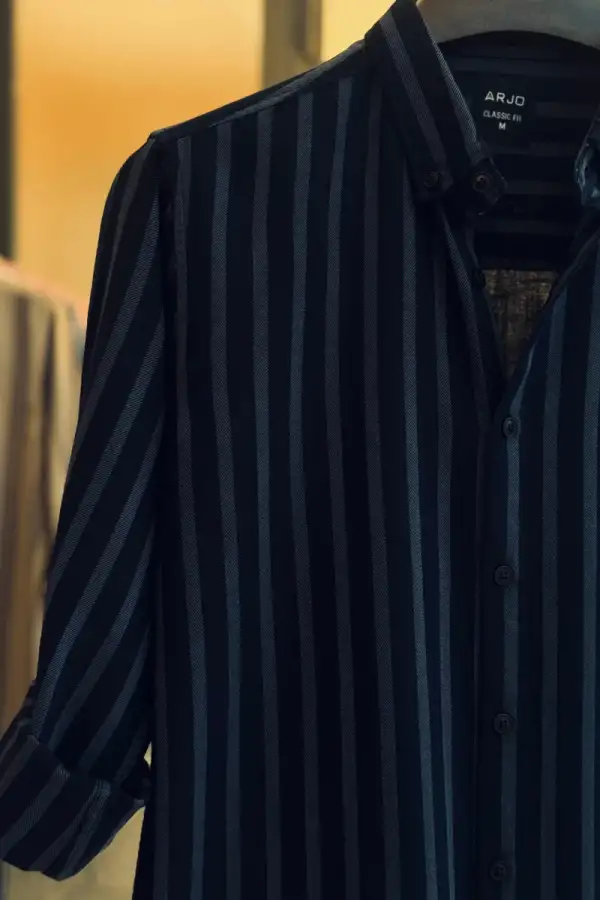 Deep Navy & Charcoal Vertical Stripe Shirt
