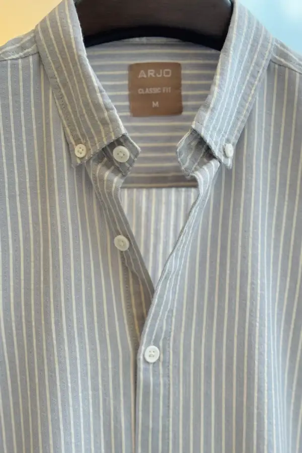 Sky Grey With White Pinstripe Classic Shirt