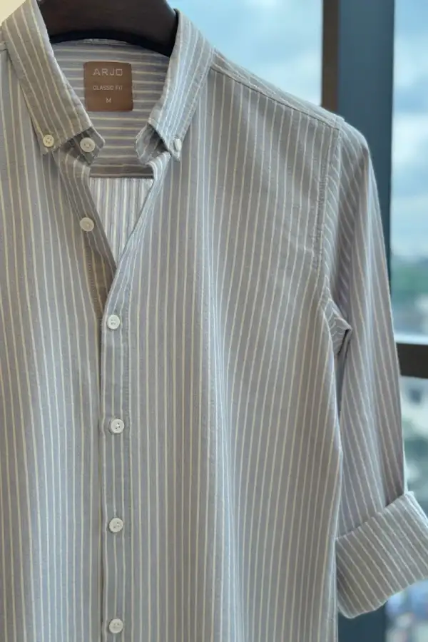 Sky Grey With White Pinstripe Classic Shirt