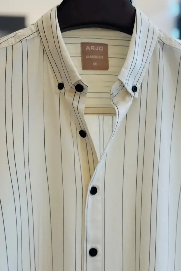Classic White Shirt with Black Pinstripes