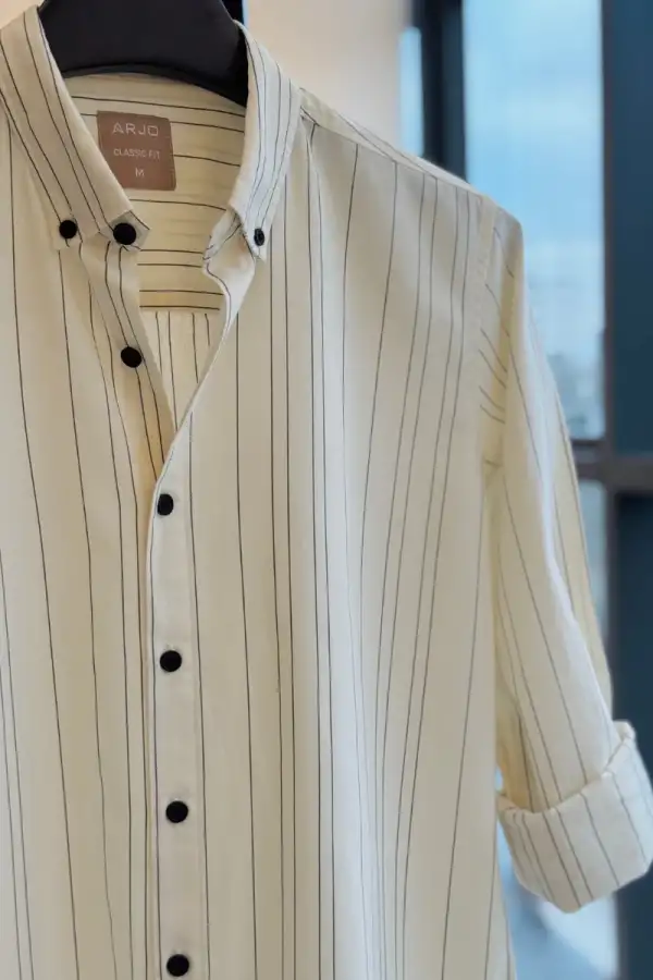 Classic White Shirt with Black Pinstripes