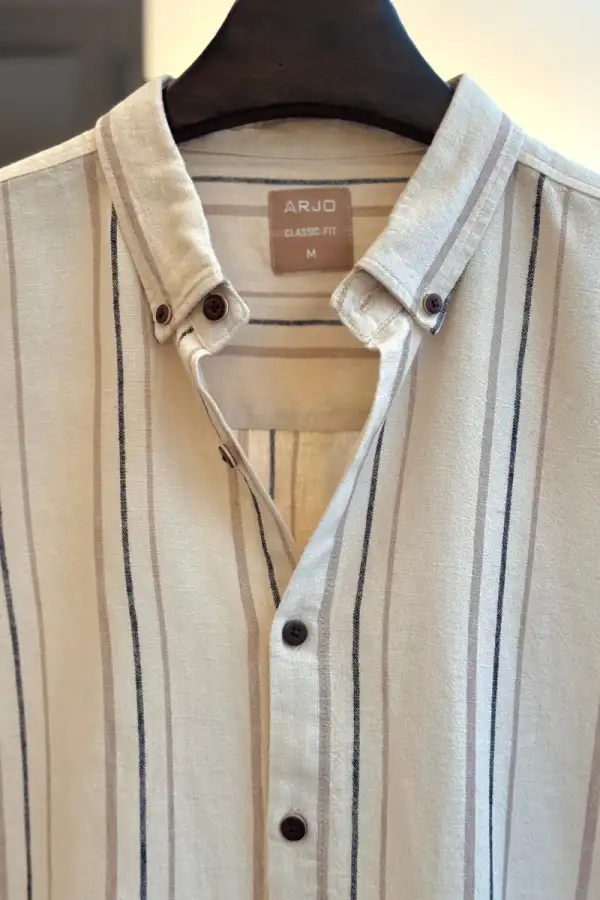Beige With Black And Mouv Stripe Shirt