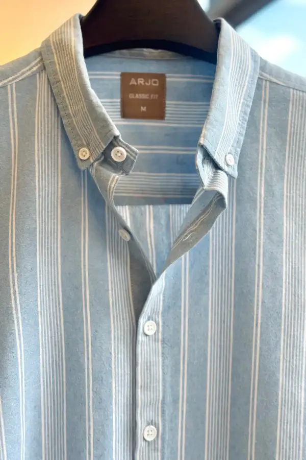 Ice Blue With White Striped Classic Shirt