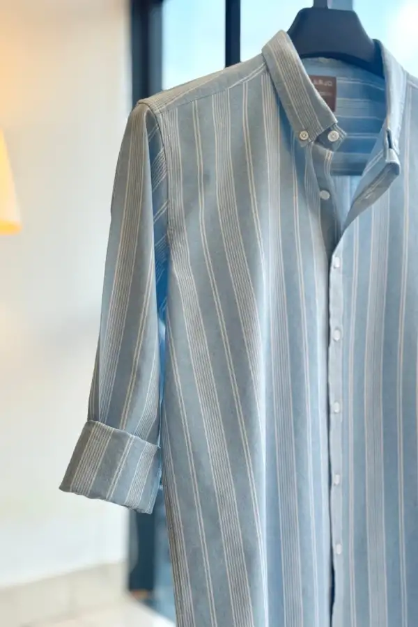 Ice Blue With White Striped Classic Shirt