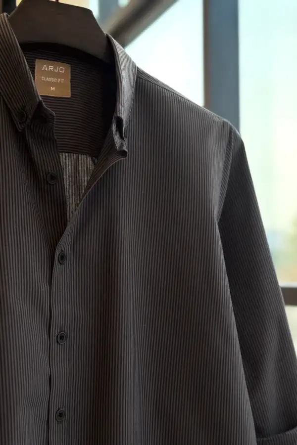 Brownish-Charcoal with Fine Stripes Shirt