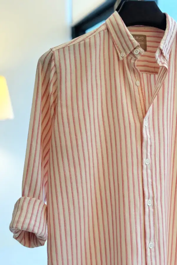 Crimson Beige Striped Shirt