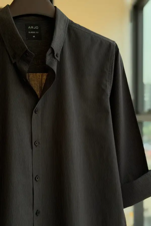 Subtle Charcoal Grey Stripes Shirt