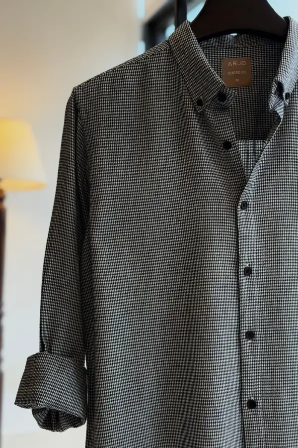 Micro Black-and-white houndstooth check Shirt