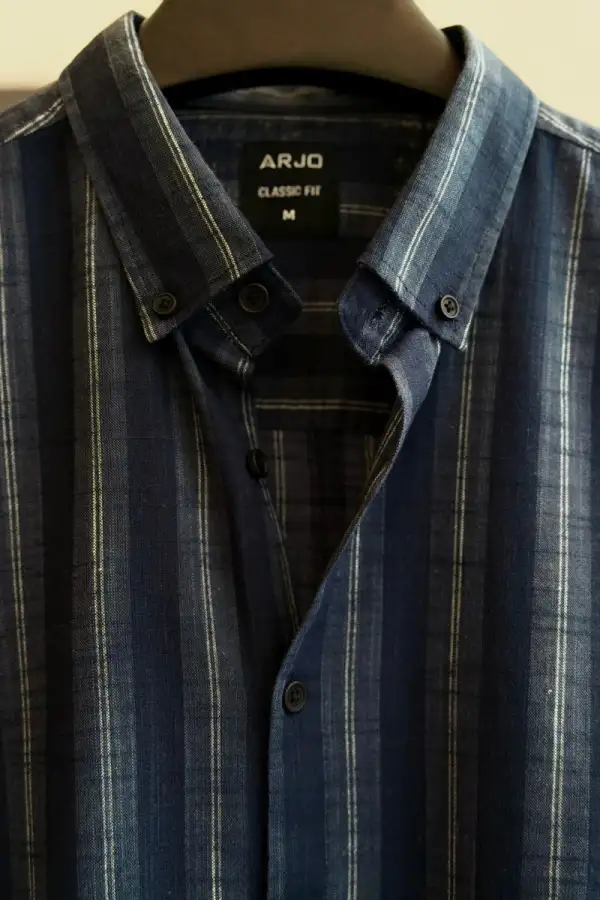 Deep Navy Base With Subtle White Vertical Stripes
