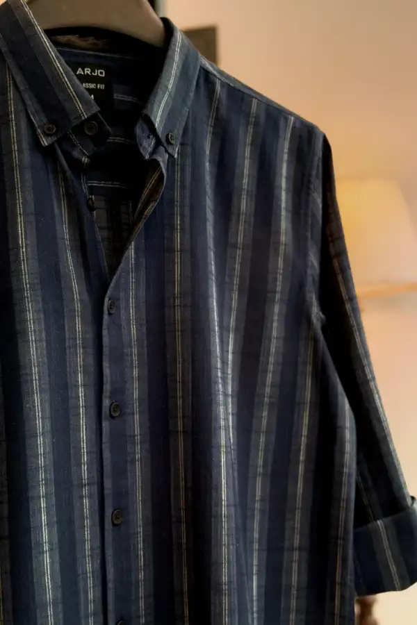 Deep Navy Base With Subtle White Vertical Stripes