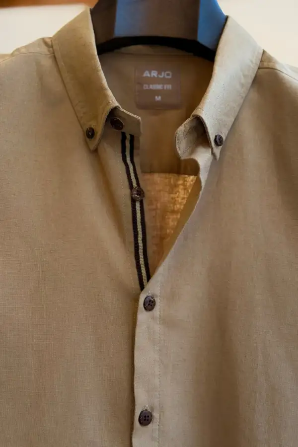 Sand Shade with Brown Buttons and a minimal twill tape Casual Shirt