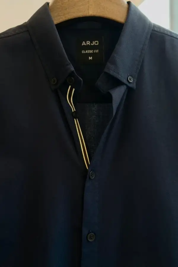 Deep Vavy Tone And a Subtle Contrasting Twill Tape Casual Shirt