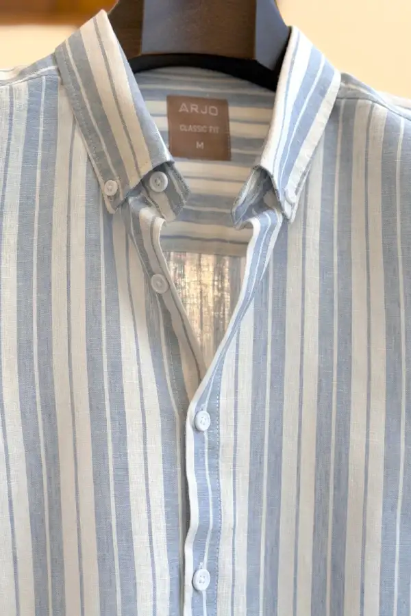 Cool Blue and White Vertical Stripes Shirt