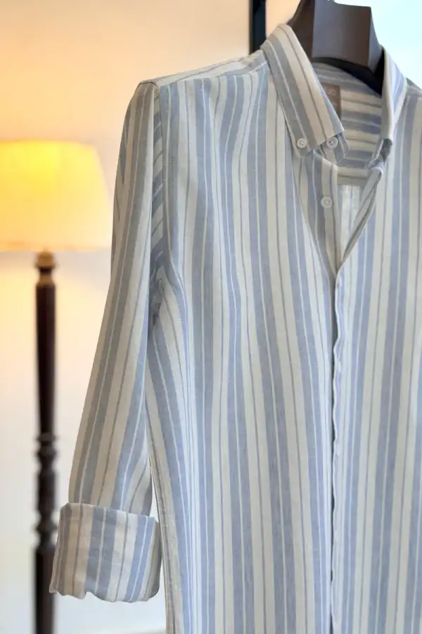 Cool Blue and White Vertical Stripes Shirt