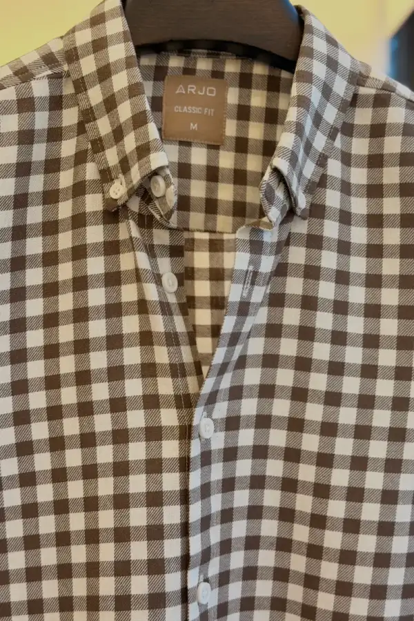 Brown & white gingham check pattern Shirt