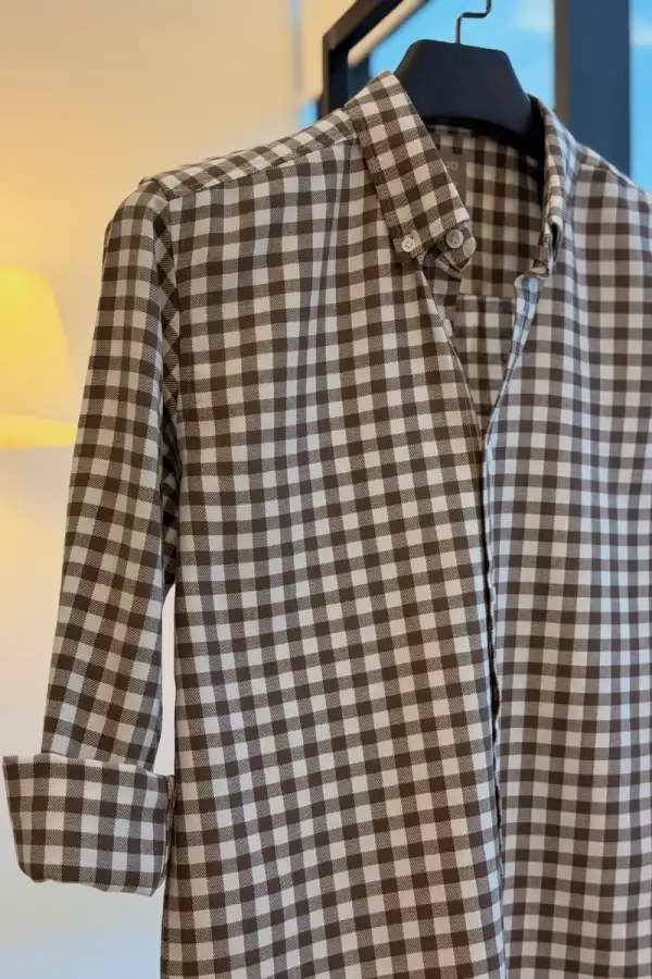 Brown & white gingham check pattern Shirt