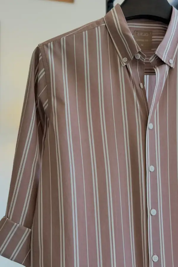 Warm Rose-Brown with White Stripes Shirt