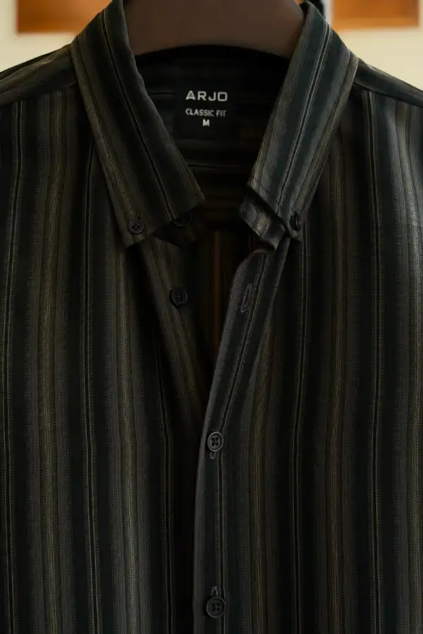 Charcoal Olive with Gold-Tint Stripe Shirt