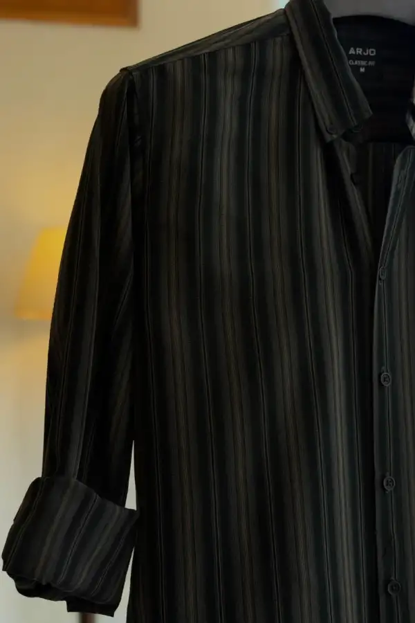 Charcoal Olive with Gold-Tint Stripe Shirt