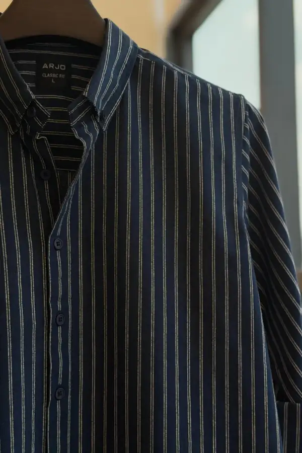 Navy with Off-White Stripes Shirt
